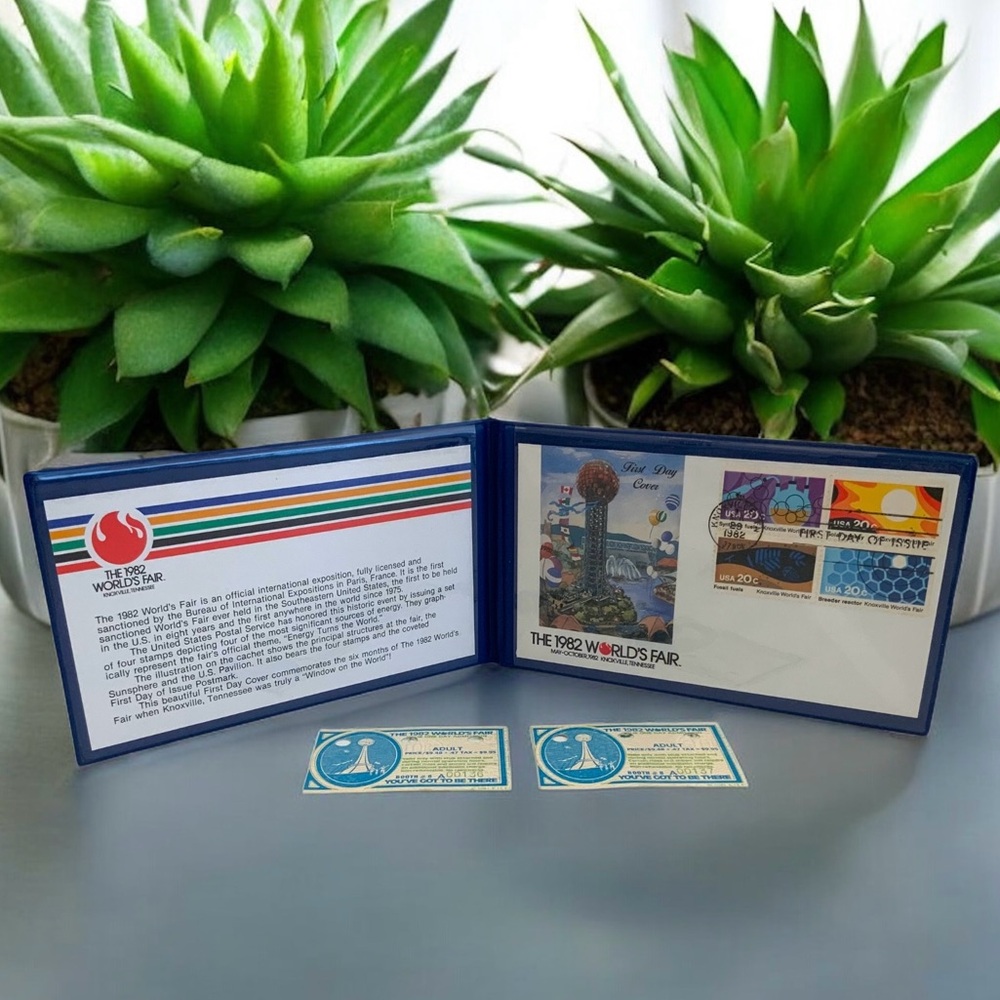 1982 World’s Fair Knoxville TN Souvenir Set, First Day Cover & Original Tickets